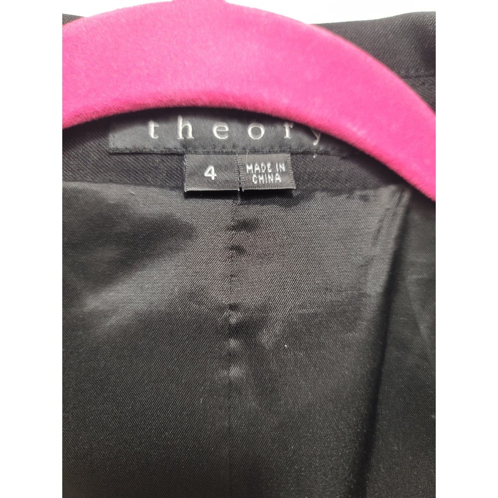 Theory Women's Gabe Black One Button Blazer Jacket Stretch Wool Size 4 - Picture 4 of 4